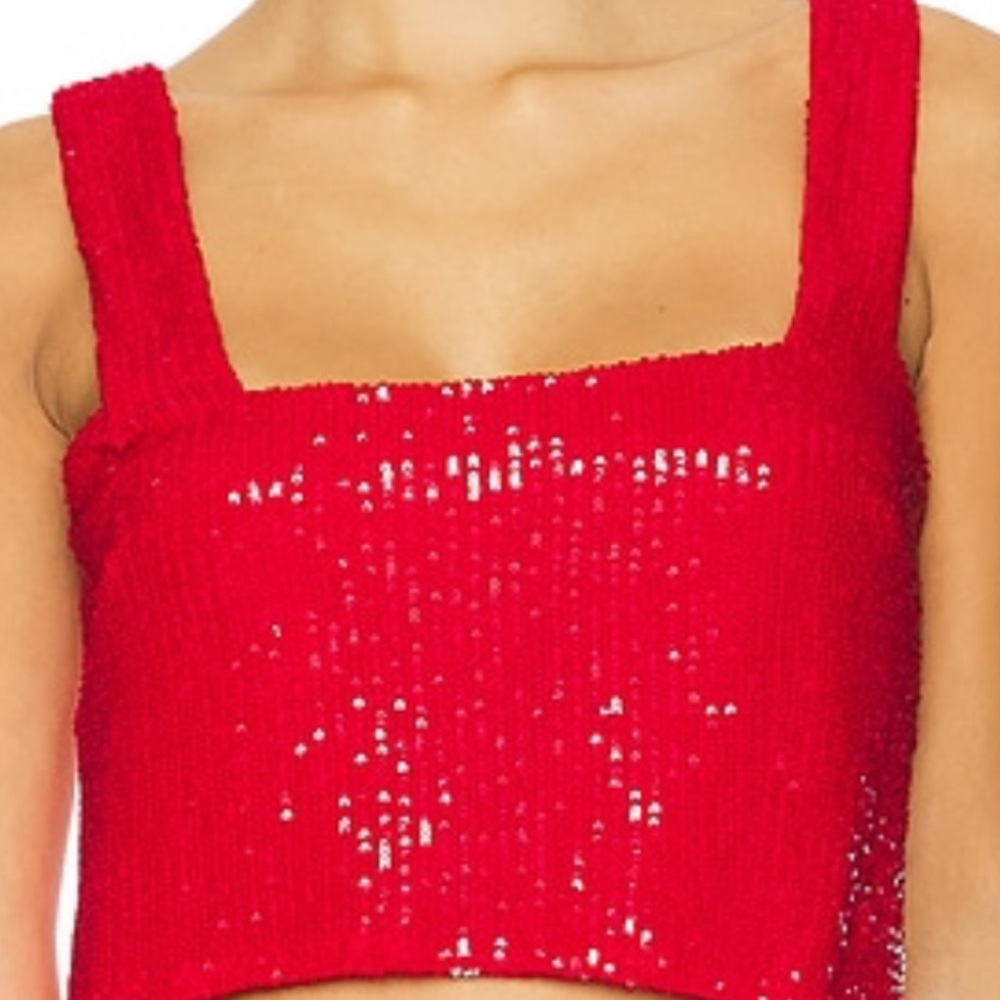 Show Me Your MuMu Red Sequin Crop Top